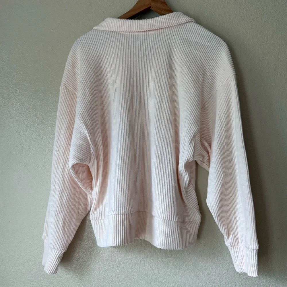 Abercrombie & Fitch Pink Cream Ribbed Knit 1/2 Zip